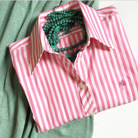 Lilly Pulitzer Tops - Pink striped Lilly Pulitzer button down